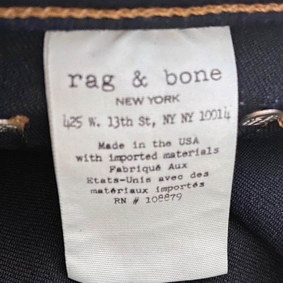 RAG & BONE High Rise Ankle Skinny Jeans Stretch Denim, Bedford Dark Blue - Picture 3 of 3